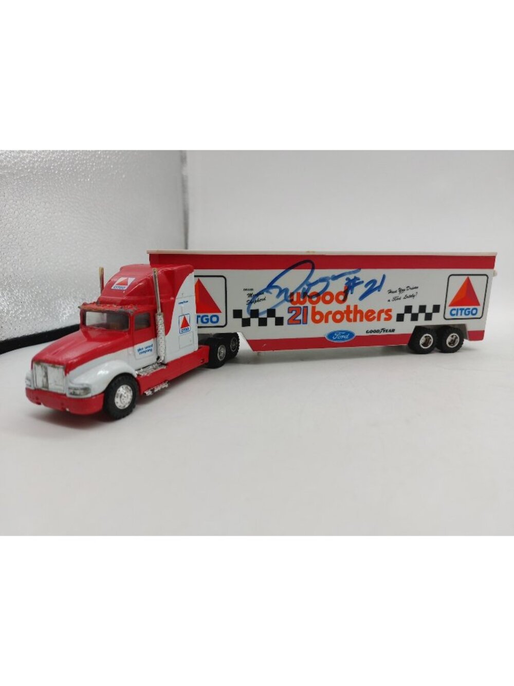 Road Champs Wood Brothers Morgan Shepherd #21 Citgo Hauler Truck Trailer Signed